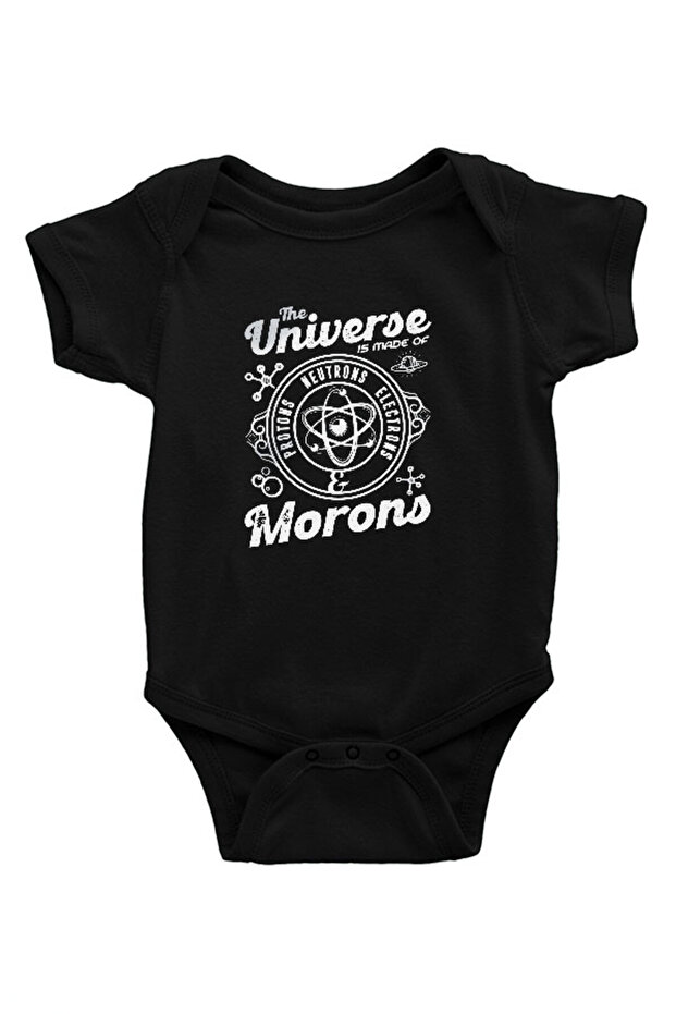 Atom Proton Neutron Electron Black Unisex Baby Bodysuit - Zıbın