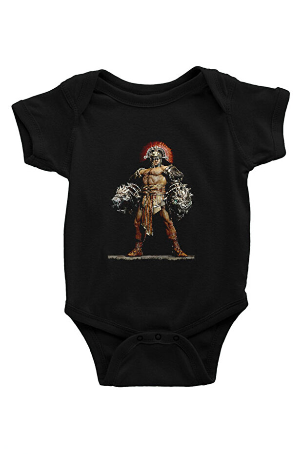 Herkül Black Unisex Baby Bodysuit - Zıbın