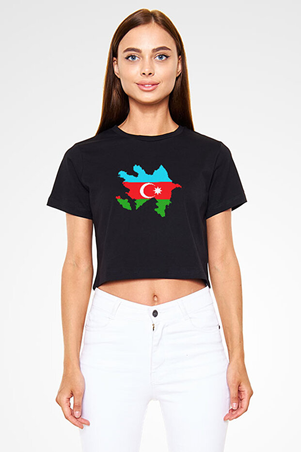 Azerbaijan Black Unisex Crop Top T-Shirt
