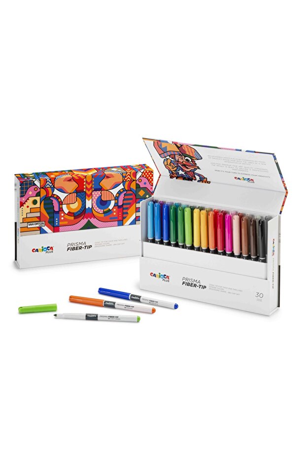 قلم طلاء CARIOCA PLUS PRISMA من الألياف المختومة 30 قطعة (صندوق صلب)