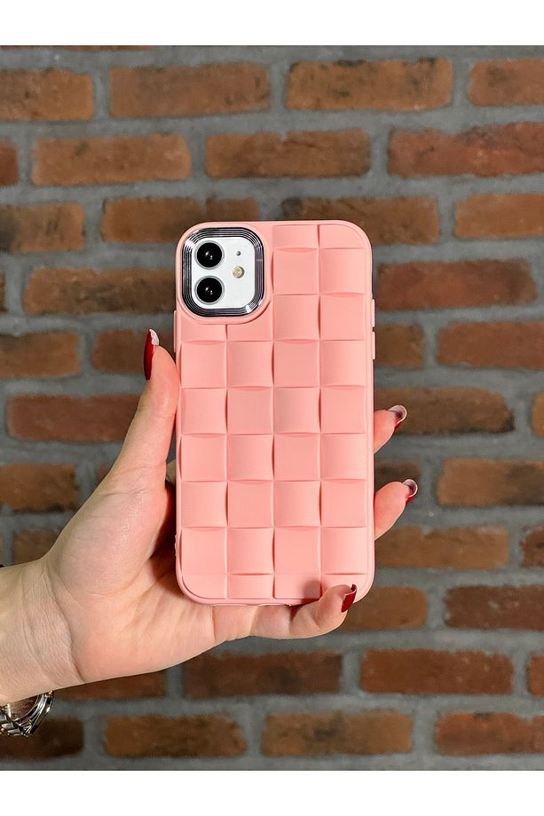 iPhone 11 Kılıf Örgü Desenli Kamera Çerçeveli Yumuşak Dokulu Premium Kılıf (Sadece 11) - 1