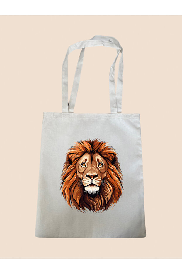 Lion Printed Cloth Bag - Large Size Women's Shoulder Bag