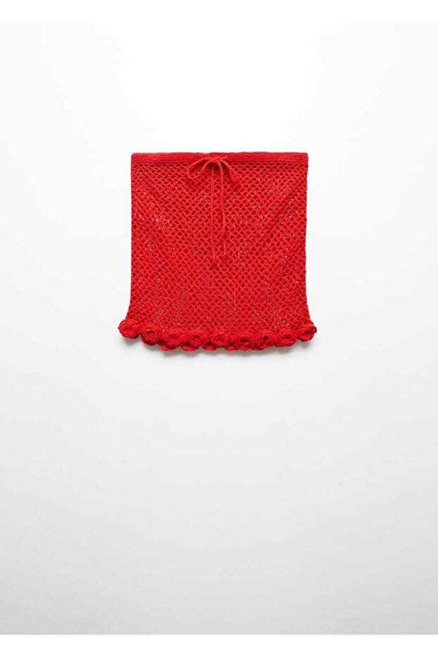 Kroşe çiçekli mini etek - 3