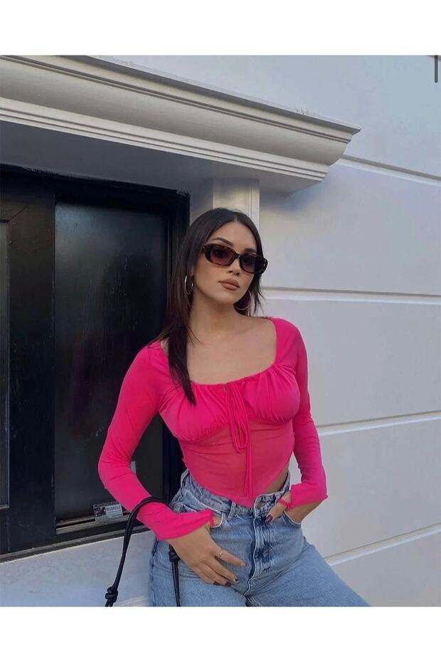 Dijital Baskı Tül Bluz - 6