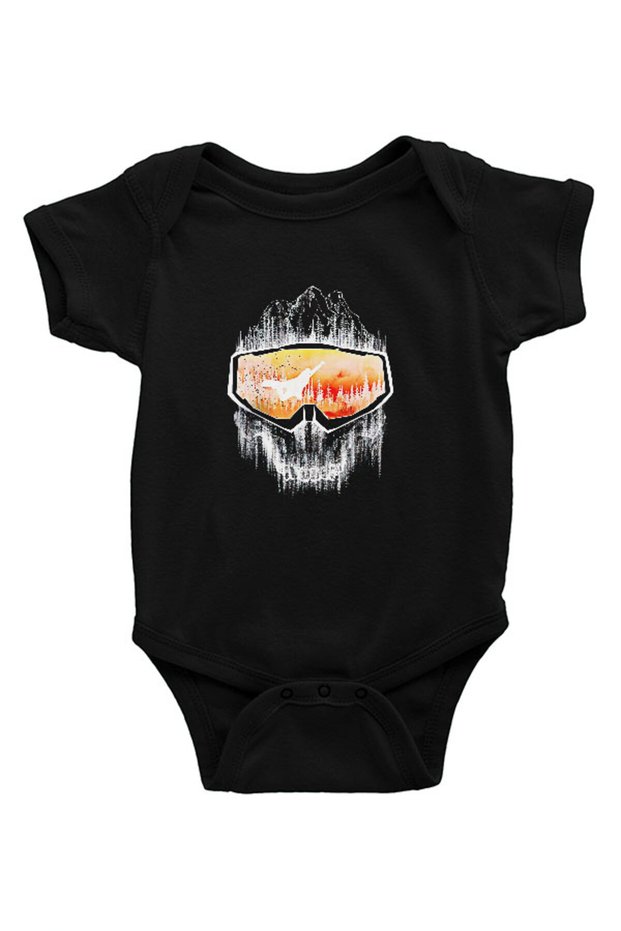 Snowboarding Black Unisex Baby Bodysuit - Zıbın