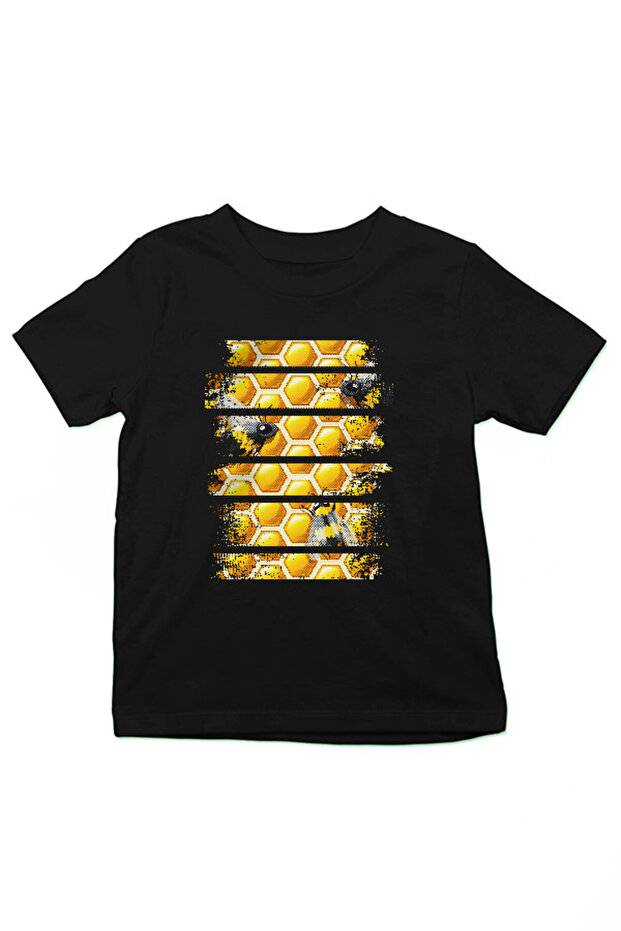 Honey Making Bee Honeycombs Black Unisex Kids T-Shirt T-Shirt