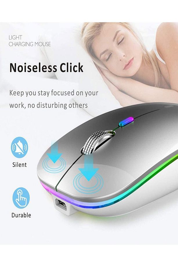 Rgb Led Kablosuz Mouse Optik Wireless Mouse Sessiz Mouse Beyaz - 3