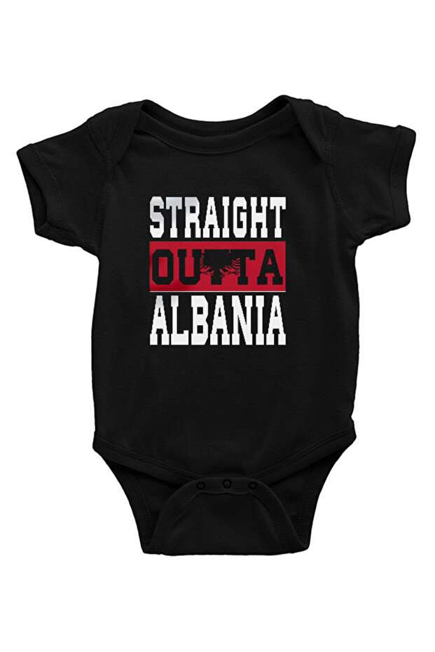 Albania Black Unisex Baby Bodysuit - Zıbın