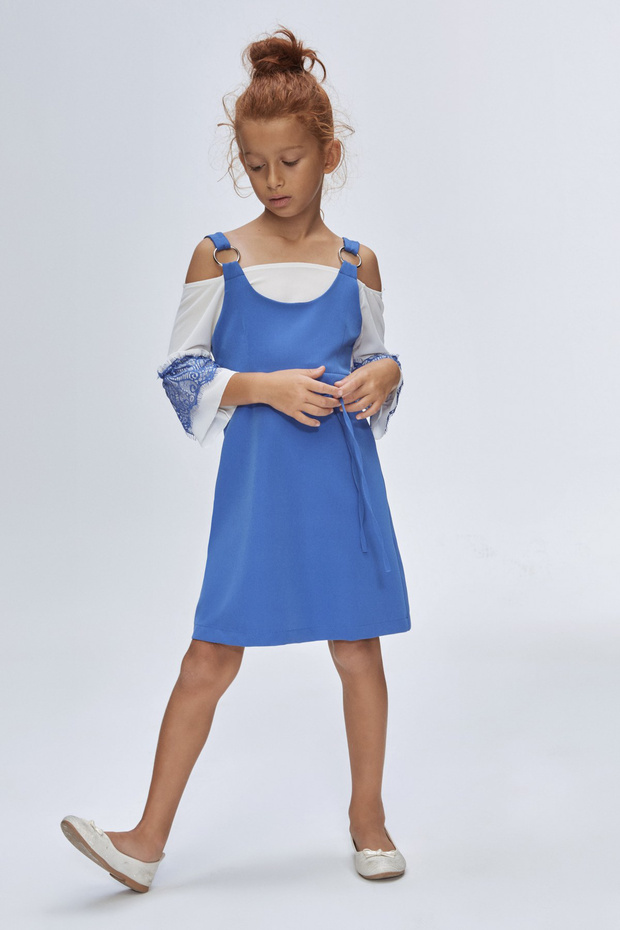 Girl's Two Piece 3/4 Lace Sleeve Dress