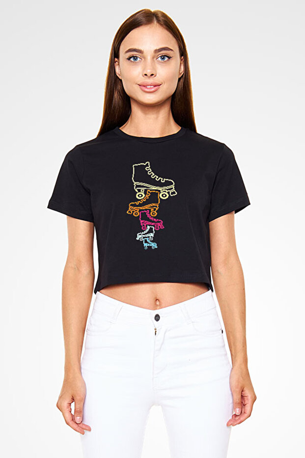 Skate Black Unisex Crop Top T-Shirt T-Shirt