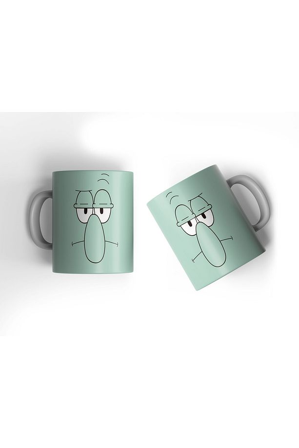 Squidward Bardak Sponge Bob Sünger Bob Kupa Bardak Squidward Baskılı Hediye Kupa Bardak - 3