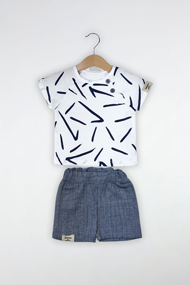 طقم رجالي مكون من قطعتين بنمط مخطط - 1