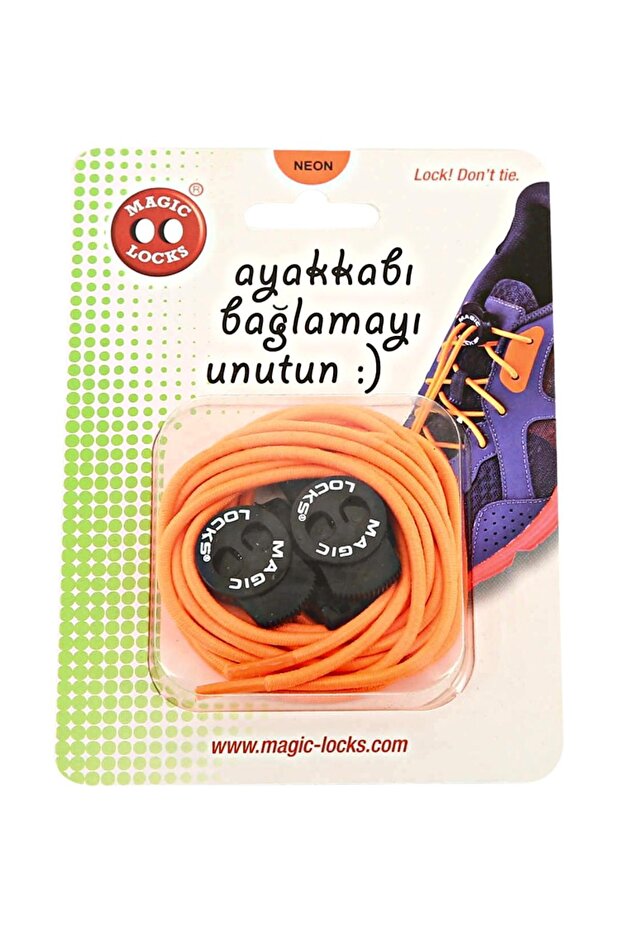 أربطة الحذاء المرنة باللون البرتقالي من Magic Locks - 14A2 - 1