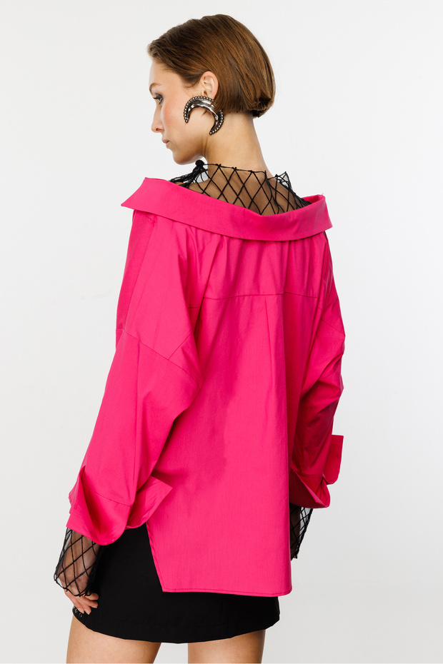 Kadın File Detay Gömlek Bluz - 5