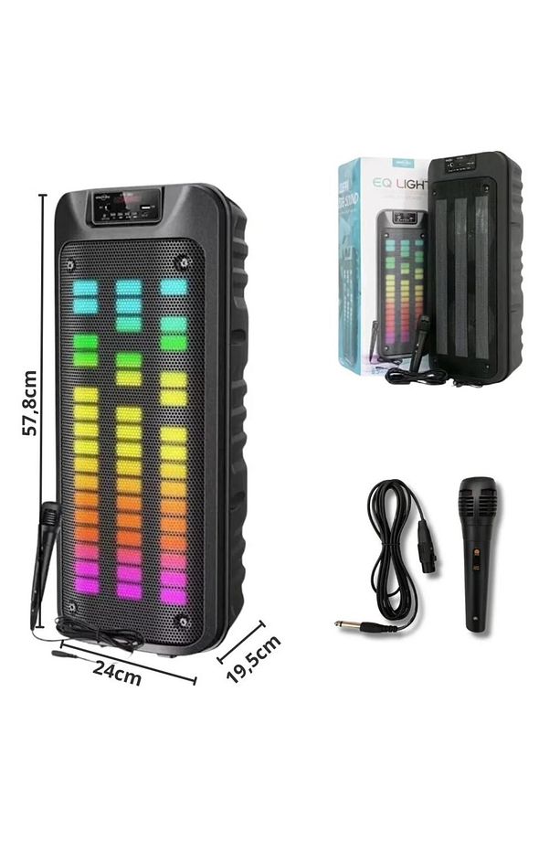 MİKROFONLU BLUETOOTH HOPARLÖR LED IŞIKLI TAŞINABİLİR ŞARJLI SES SİSTEMİ TF KART USB FM RADYO - 1