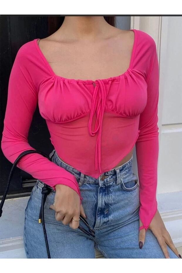 Dijital Baskı Tül Bluz - 8