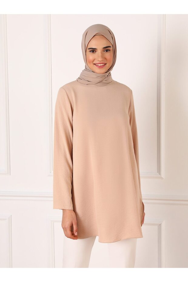 Aerobin Side Slit Tunic - Light Beige - Refka - 3