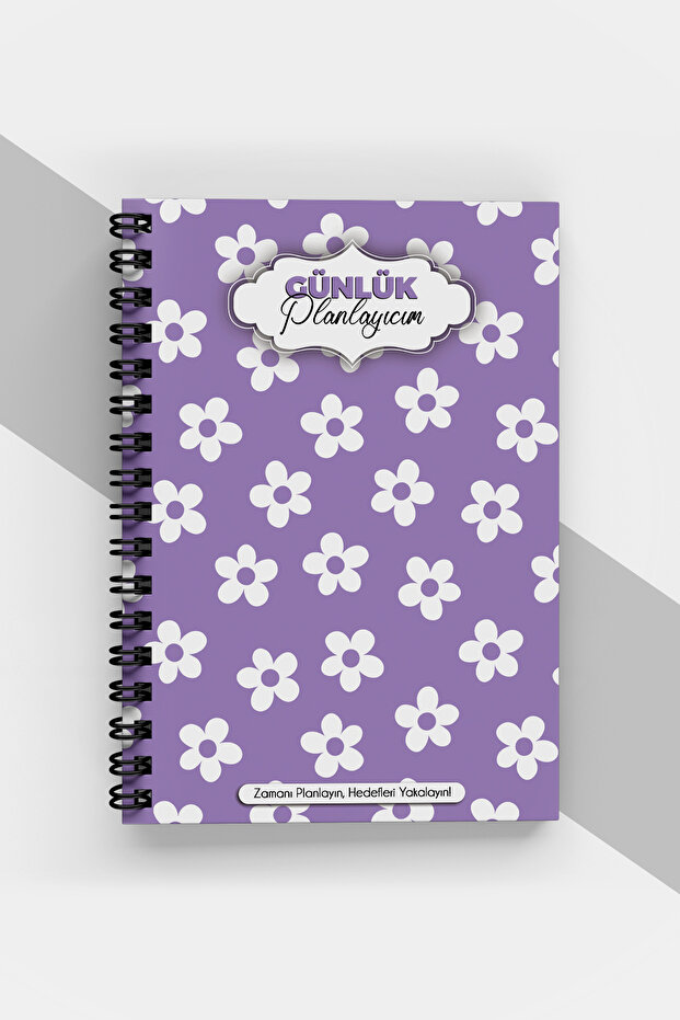 Purple Flower Daily Planner - 90 Pages - Undated Agenda (A5) Undated Planning Notebook