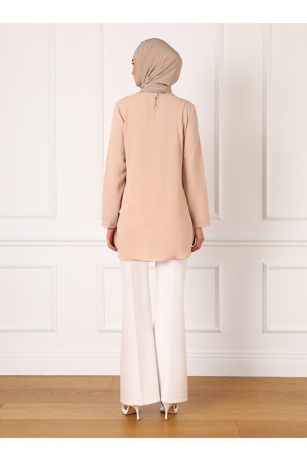 Aerobin Side Slit Tunic - Light Beige - Refka - 5