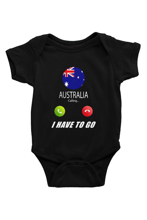 Australia black Unisex baby body - Zıbın
