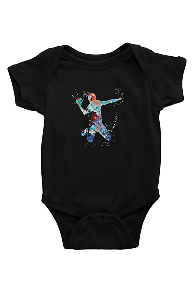 Handball Black Unisex Baby Bodysuit - Zıbın