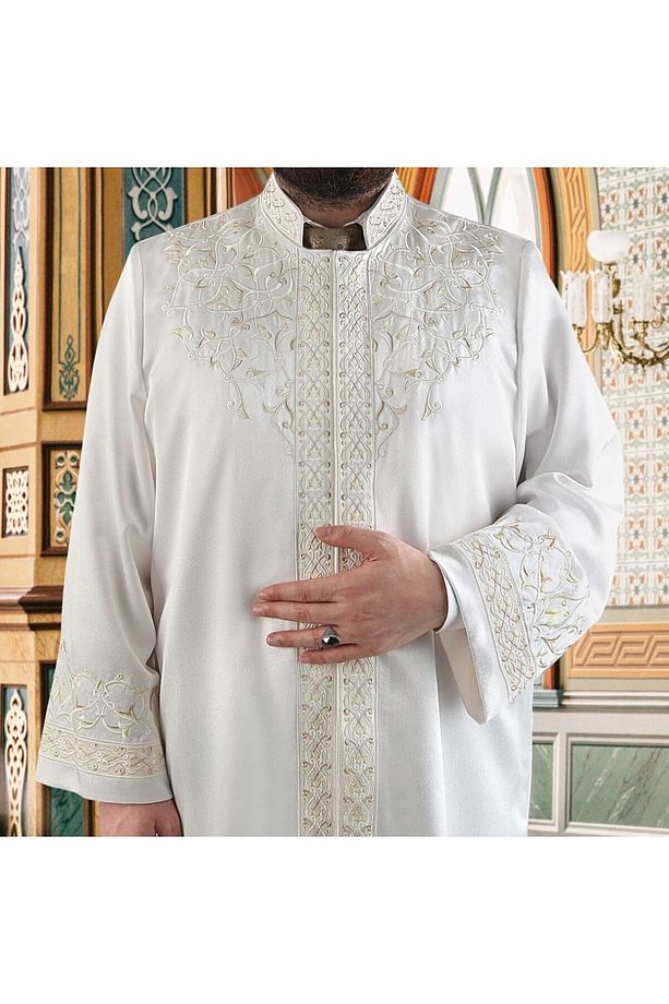 Lüks Cabir Açık Krem İmam Cübbesi - 1