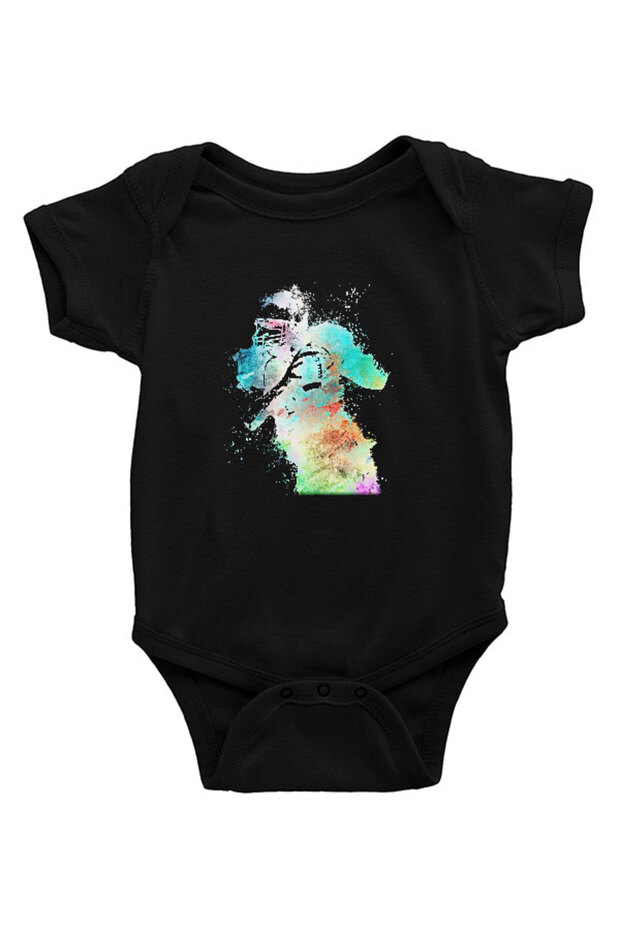 American Football - American Football Black Unisex Baby Bodysuit - Zıbın