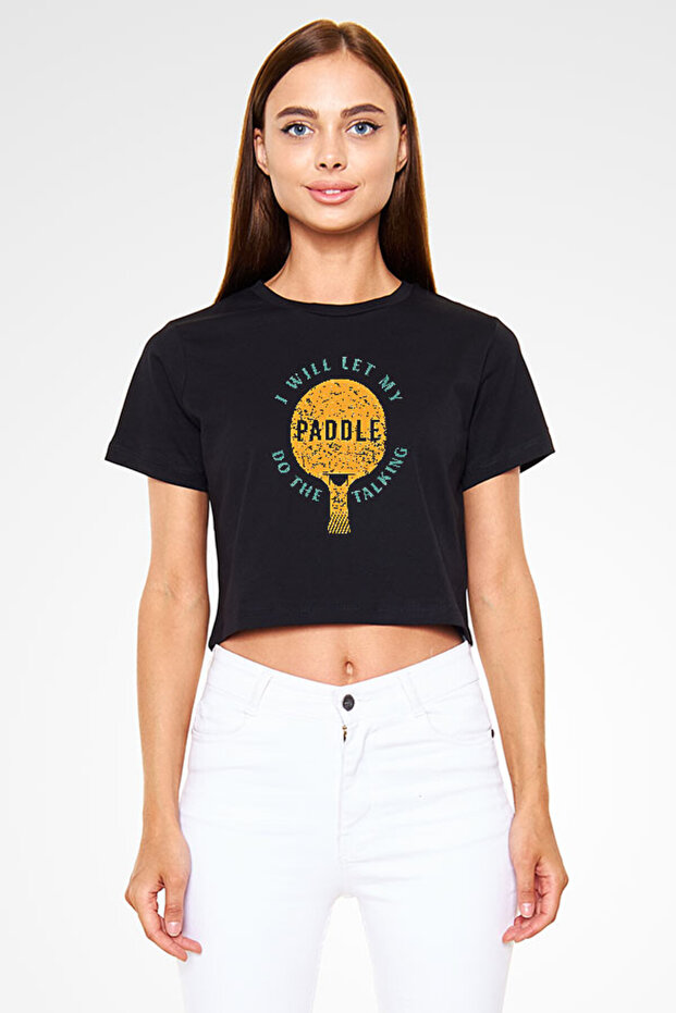 Table Tennis - Ping Pong Black Unisex Crop Top T-Shirt T-Shirt