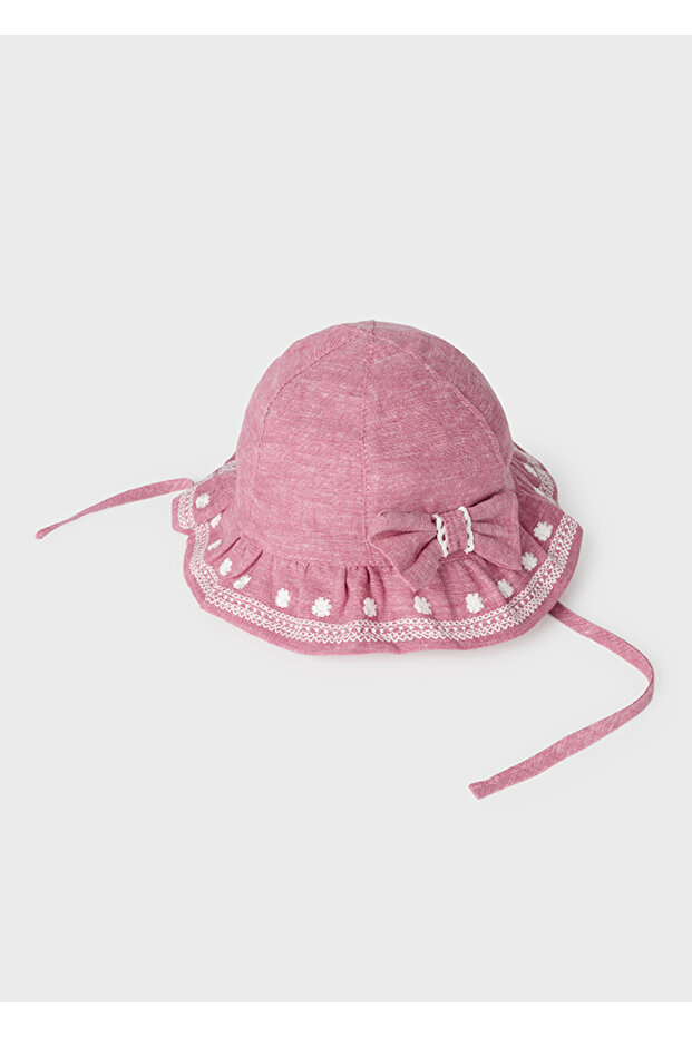 Linen Baby Girl Hat - Embroidered, Model 10661