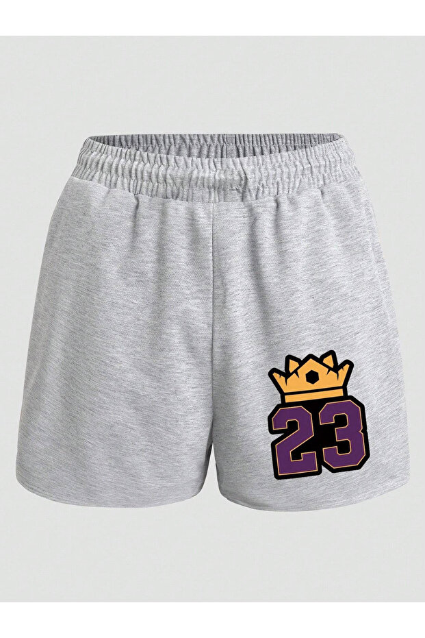 شورت King Crown القطني الممشط - قصير مطبوع باللون الرمادي بدون حبال
