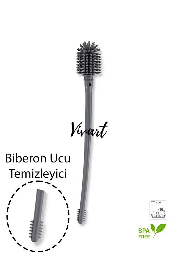 Tr' de Tek Biberon ve Biberon Ucu Temizleme Fırçası Silikon Şişe Yıkama Fonksiyonlu Uzun Saplı - 1