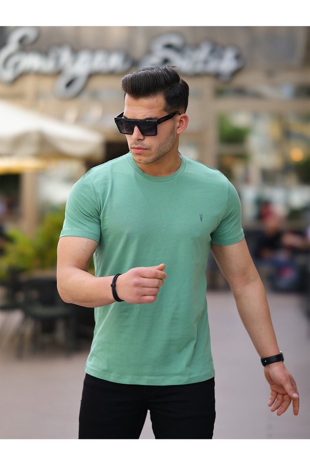 Men's T-Shirt Çağla T-Shirt Standard Crew Neck Plain 100% Cotton Men's T-Shirt