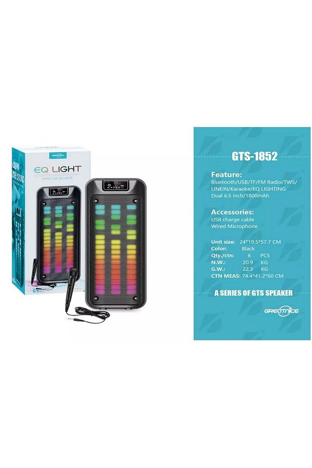 MİKROFONLU BLUETOOTH HOPARLÖR LED IŞIKLI TAŞINABİLİR ŞARJLI SES SİSTEMİ TF KART USB FM RADYO - 7
