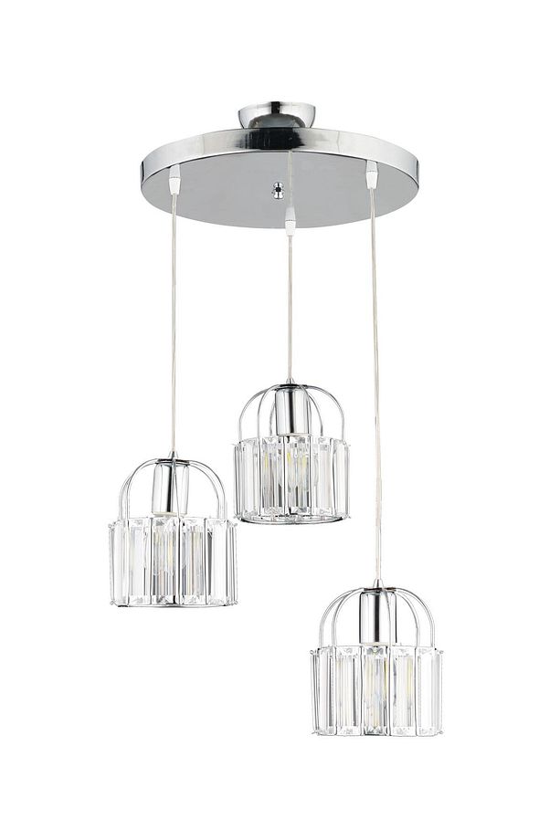 Nisa Luce Manolya 3'lü Taşlı Avize - Krom - 2