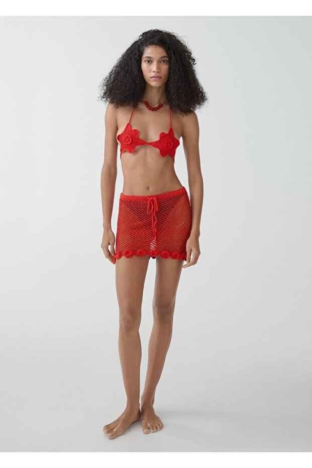 Kroşe çiçekli mini etek - 2