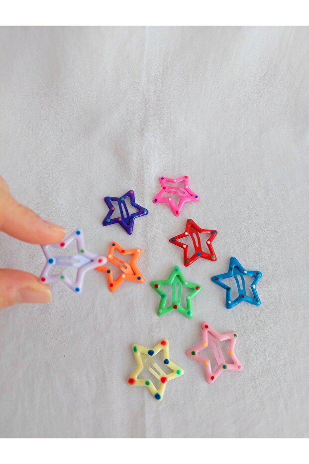 8-Piece Mixed Color White Star Buckle Set