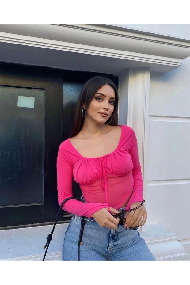 Dijital Baskı Tül Bluz - 5