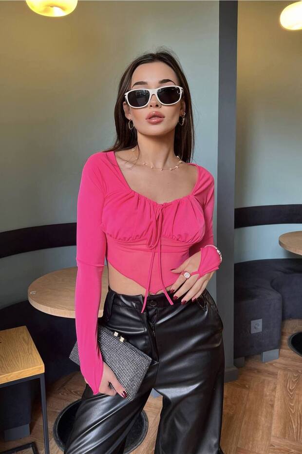 Dijital Baskı Tül Bluz - 3