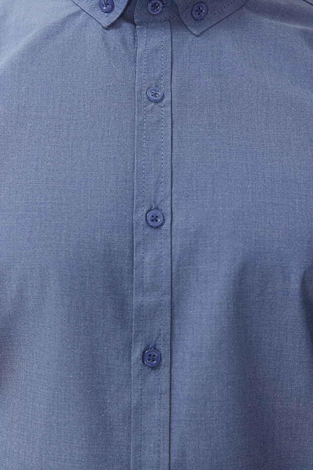 Lacivert Slim Fit Kısa Kollu Gömlek TMNSS24GO00065 - 2