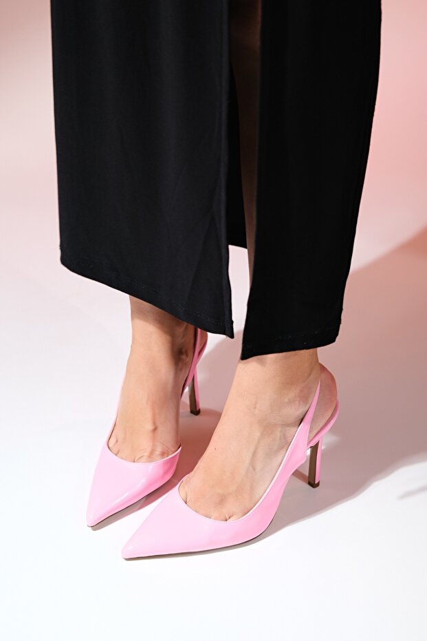 TWINE Ružová lakovaná dámska obuv na podpätku - 4