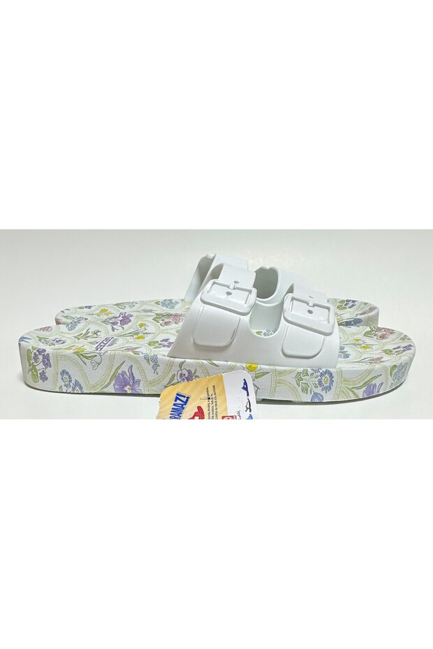 CSÚSZÁSMENTES ANATÓMIAI TALP FEHÉR DUPLAS SZALAG CSAT NÉLKÜLI NŐI HÁZI UTCA ÉS NEDVES PADLÓPAPUCS - 7