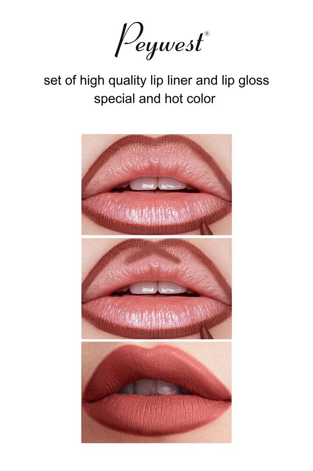 2'li Ruj Ve Lipliner Dudak Kalem Seti Autumn Coffee Renk Lip Liner And Lip Gloss - 3