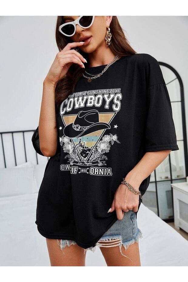 Cowboys Printed Women's Oversize Salas T-shirt Boyfriend