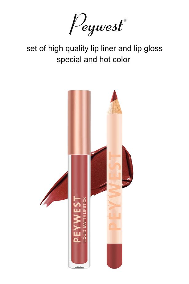 2'li Ruj Ve Lipliner Dudak Kalem Seti Autumn Coffee Renk Lip Liner And Lip Gloss - 2