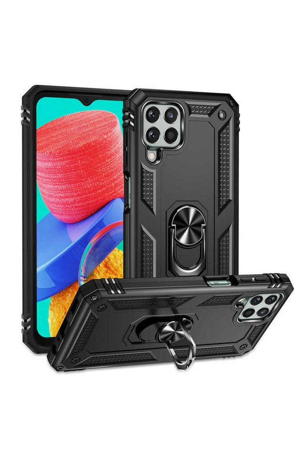 Samsung Galaxy M33 Case Double Layer Polycarbonate Protection and Magnetic Holder Stand Ring (Compatible)
