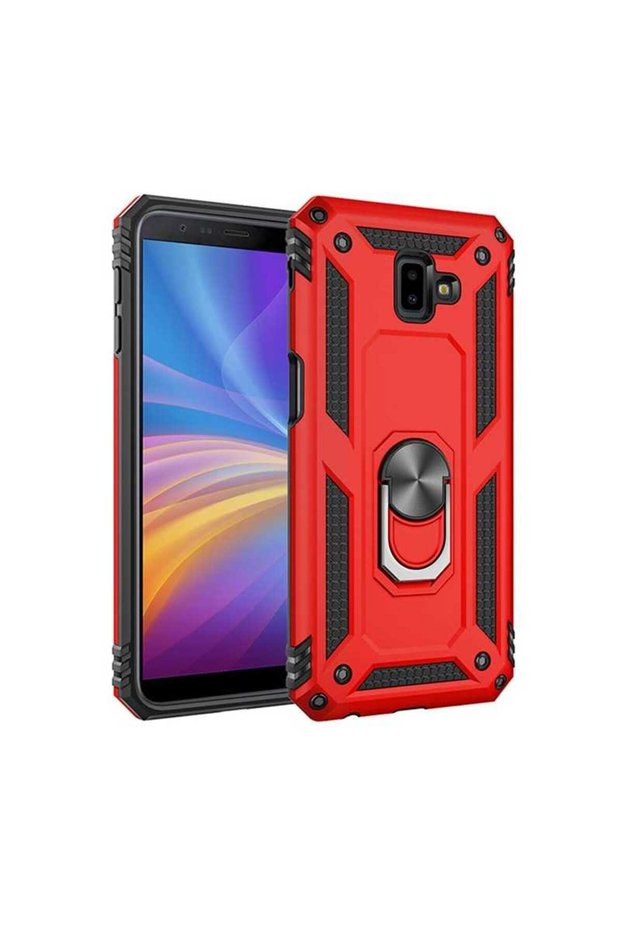 Case for Samsung Galaxy J6 Plus Case Dual Layer Polycarbonate Protection and Magnetic Holder Stand Ring