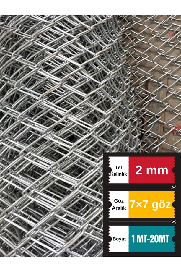 2 mm tel kalınlığı 7×7 cm göz ( 1 mt-20mt )Galvanizli Helezon Bahçe Çit Tel Örgü - 1