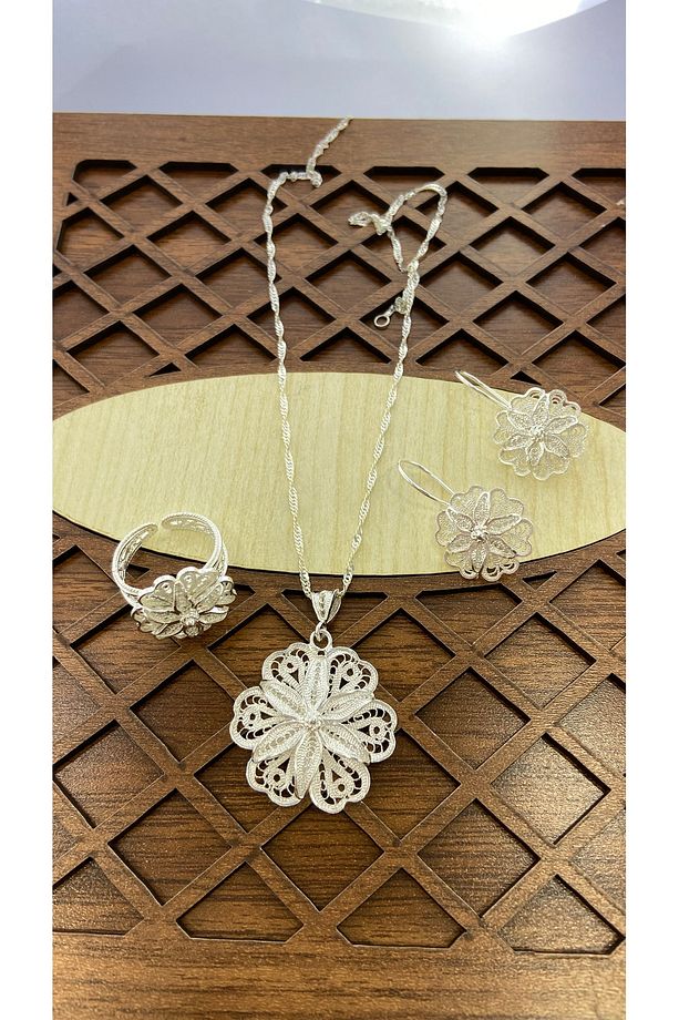 Papatya Modeli Gümüş  Set - 2