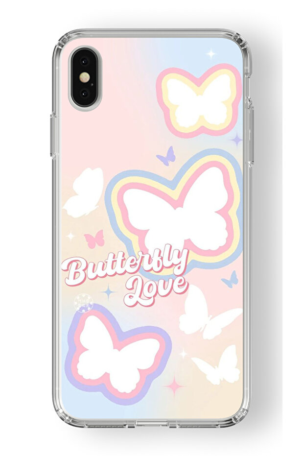 حافظة شفافة مطبوعة بتصميم فراشة الحب متوافقة مع هاتف Iphone Xs Max - 1