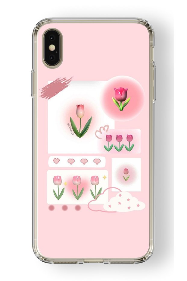 حافظة شفافة مطبوعة بتصميم زهرة التوليب متوافقة مع هاتف Iphone X وXs